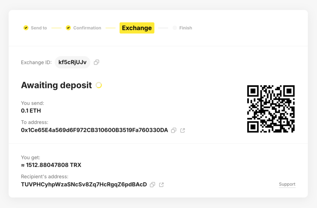 ETH to TRX Crypto Exchange - STEP 3 ETH to TRX Crypto Exchange - STEP 3